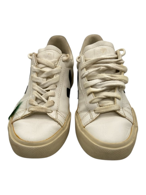 Veja Shoe Size 6 White & Black Leather Upper Lace Up Logo Low Top Sneakers White & Black / 6