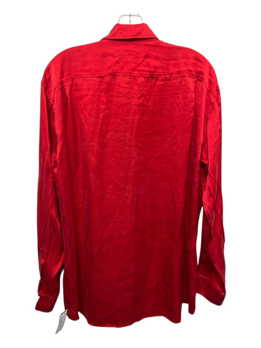 Balenciaga Size 34 Bright red Silk Long Sleeve Button Front Collar Top Bright red / 34