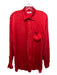 Balenciaga Size 34 Bright red Silk Long Sleeve Button Front Collar Top Bright red / 34