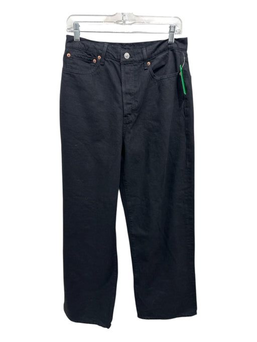 Buck Mason Size 29 Black Cotton High Rise Wide Leg 5 Pocket Relaxed Jeans Black / 29