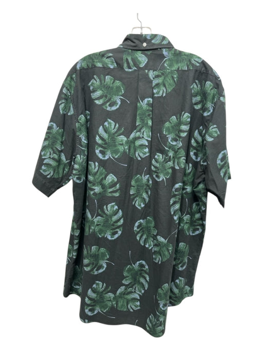 Sid Mashburn Size XL Green Cotton Floral Men's Short Sleeve Shirt Green / XL