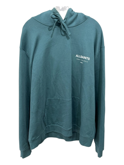 ALLSAINTS Size XL Green Cotton Blend Solid Hoodie Men's Jacket Green / XL