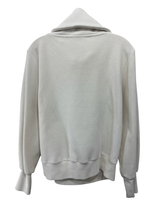 Varley Size Small Cream Cotton Blend Ribbed Gold Zipper turtle neck Sweater Cream / Small
