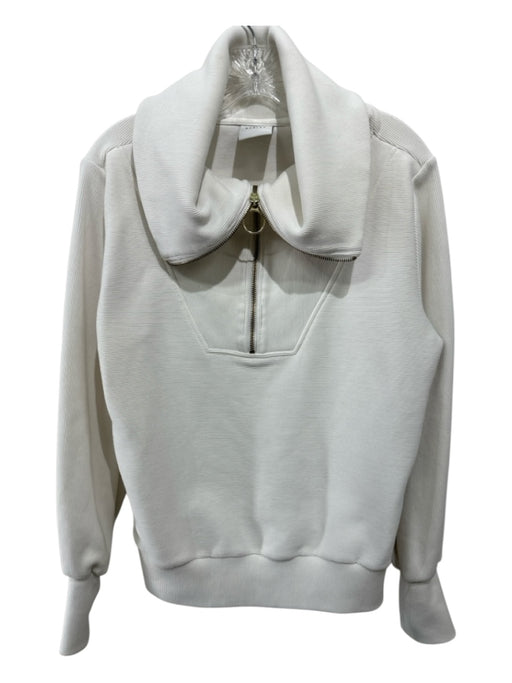 Varley Size Small Cream Cotton Blend Ribbed Gold Zipper turtle neck Sweater Cream / Small
