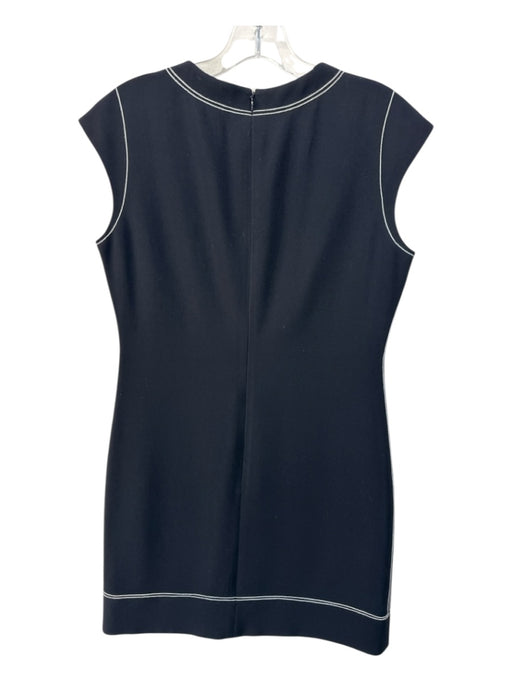 Theory Size 6 Black & White Triacetate Sleeveless Contrast Stiching Shift Dress Black & White / 6