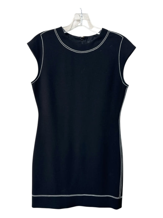 Theory Size 6 Black & White Triacetate Sleeveless Contrast Stiching Shift Dress Black & White / 6
