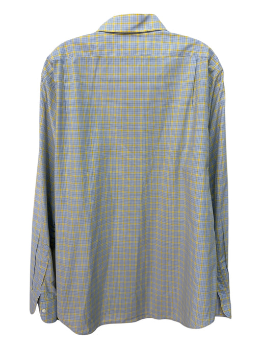 Sid Mashburn Size XL Blue & Yellow Cotton Plaid Button up Long Sleeve Shirt Blue & Yellow / XL