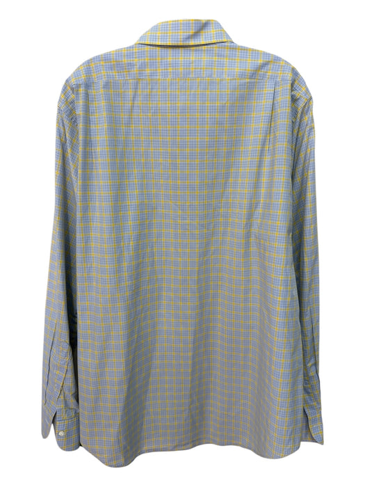 Sid Mashburn Size XL Blue & Yellow Cotton Plaid Button up Long Sleeve Shirt Blue & Yellow / XL