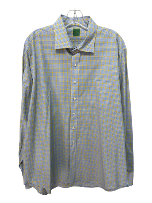 Sid Mashburn Size XL Blue & Yellow Cotton Plaid Button up Long Sleeve Shirt Blue & Yellow / XL