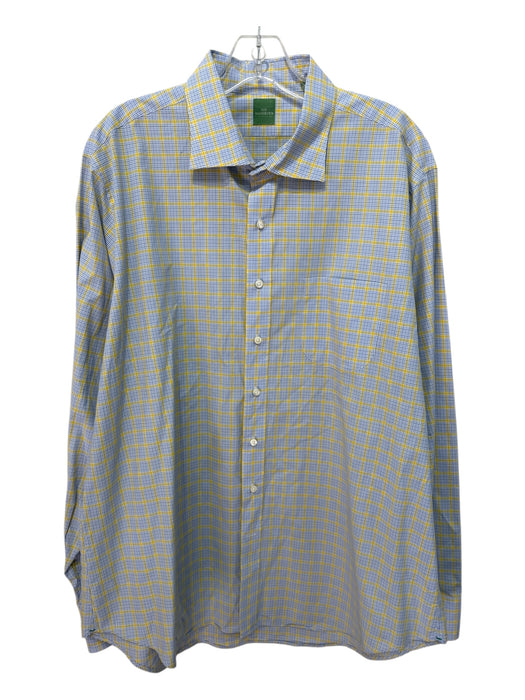 Sid Mashburn Size XL Blue & Yellow Cotton Plaid Button up Long Sleeve Shirt Blue & Yellow / XL