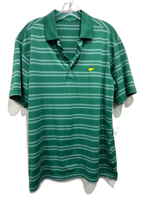 Masters Size Est M Green & White Synthetic Striped Athletic Polo Short Sleeve Green & White / Est M