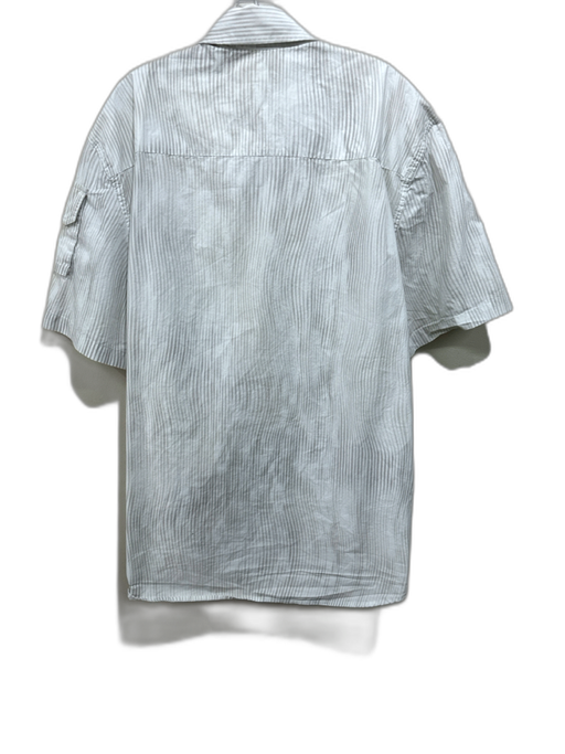 Helmut Lang Size Est XL White & Gray Striped Button Down Men's Short Sleeve White & Gray / Est XL