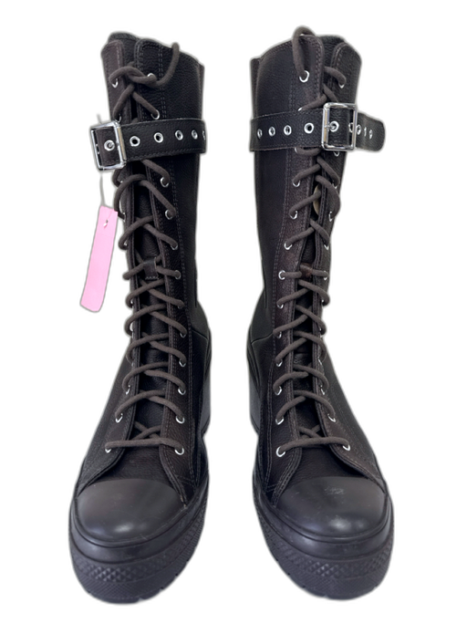 Converse Shoe Size 10.5 Dark Brown Leather Harness lace up Knee High Boots Dark Brown / 10.5