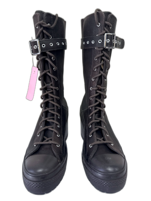 Converse Shoe Size 10.5 Dark Brown Leather Harness lace up Knee High Boots Dark Brown / 10.5