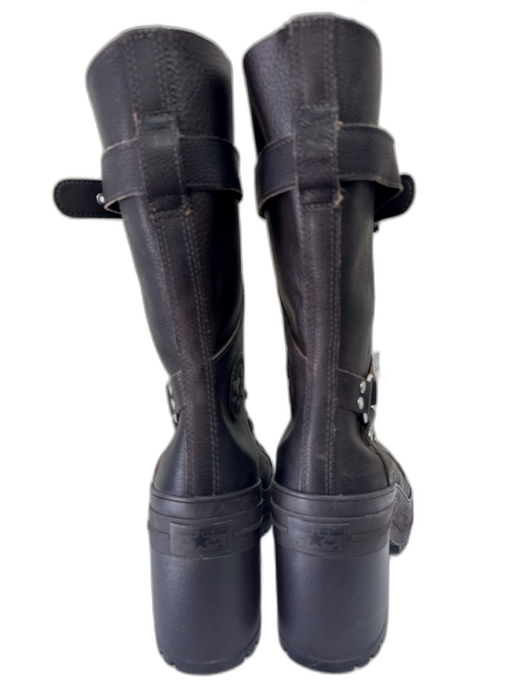 Converse Shoe Size 10.5 Dark Brown Leather Harness lace up Knee High Boots Dark Brown / 10.5