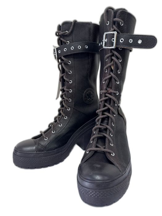 Converse Shoe Size 10.5 Dark Brown Leather Harness lace up Knee High Boots Dark Brown / 10.5