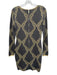 Ted Baker Size 3 Gray & Gold Viscose Blend Metallic Knit Long Sleeve Dress Gray & Gold / 3