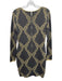 Ted Baker Size 3 Gray & Gold Viscose Blend Metallic Knit Long Sleeve Dress Gray & Gold / 3