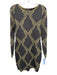 Ted Baker Size 3 Gray & Gold Viscose Blend Metallic Knit Long Sleeve Dress Gray & Gold / 3