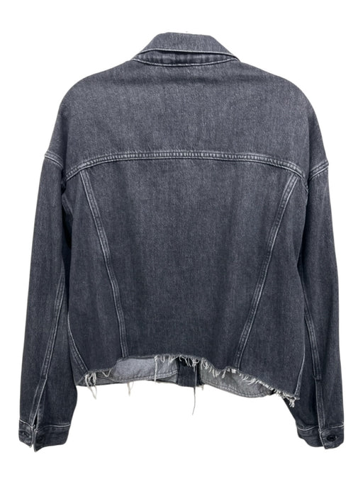 All Saints Size 4 Charcoal Black Cotton Blend Denim Collared Button Front Jacket Charcoal Black / 4