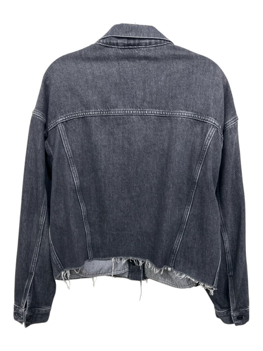 All Saints Size 4 Charcoal Black Cotton Blend Denim Collared Button Front Jacket Charcoal Black / 4