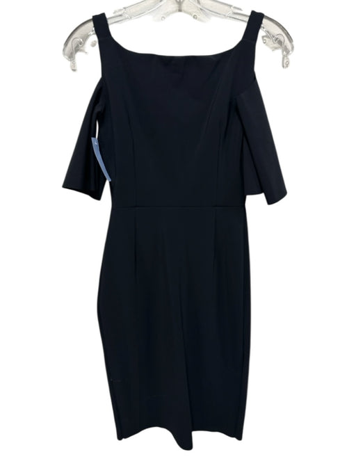 Chiara Boni Size 40 Black Polyamide Blend Square Neck Flutter Sleeve Dress Black / 40