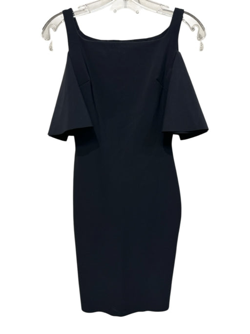 Chiara Boni Size 40 Black Polyamide Blend Square Neck Flutter Sleeve Dress Black / 40