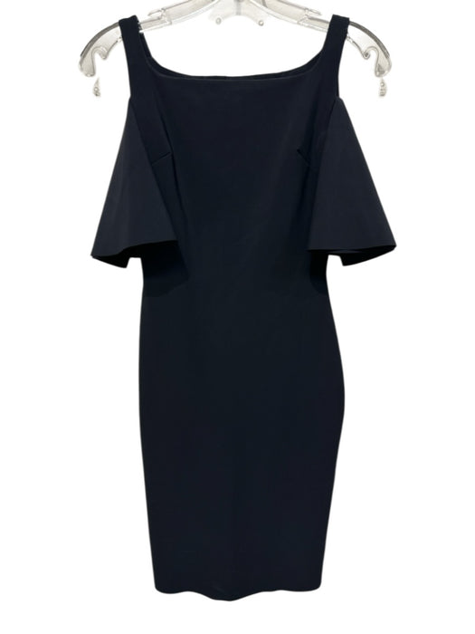 Chiara Boni Size 40 Black Polyamide Blend Square Neck Flutter Sleeve Dress Black / 40