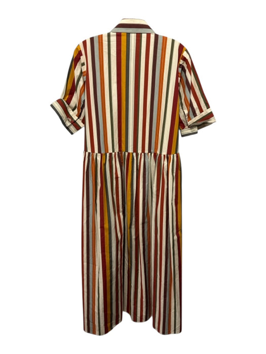 Parterre Size 2 Beige, Red & Multi Print Cotton Striped Button Front Dress Beige, Red & Multi Print / 2