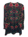 Johnny Was Size PM Black & Multi Rayon Blend Velvet Floral Button Front Long Top Black & Multi / PM