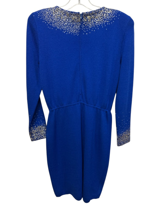 St. John Evening Size 2 Blue, Silver & Gold No Fabric Tag Knit Long Sleeve Dress Blue, Silver & Gold / 2