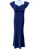 Teri Jon Size 6 Dark Blue Triacetate Blend Off Shoulder Flounce Sleeve Gown Dark Blue / 6