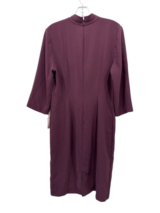 Amanda Uprichard Size L Maroon Polyester Tie V Neck 3/4 Sleeve Seam Detail Dress Maroon / L