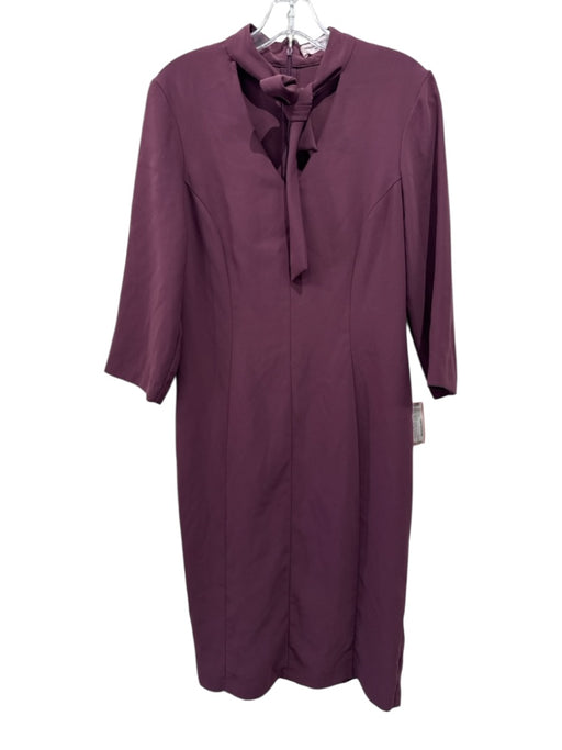 Amanda Uprichard Size L Maroon Polyester Tie V Neck 3/4 Sleeve Seam Detail Dress Maroon / L