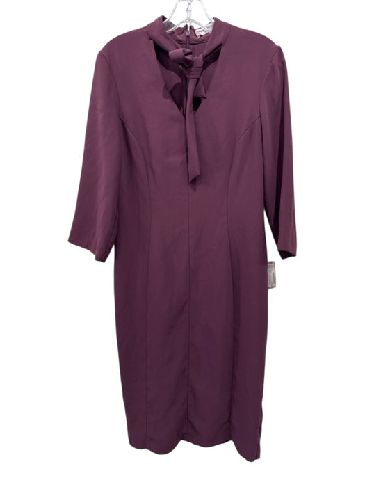 Amanda Uprichard Size L Maroon Polyester Tie V Neck 3/4 Sleeve Seam Detail Dress Maroon / L
