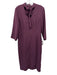 Amanda Uprichard Size L Maroon Polyester Tie V Neck 3/4 Sleeve Seam Detail Dress Maroon / L