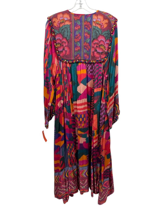 Farm Rio Size L Multi Viscose Abstract Geometric Long Wide Sleeve Dress Multi / L