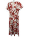 By Anthropologie Size XS Clay Red & Off White Cotton Blend Short Sleeve Jumpsuit Clay Red & Off White / XS