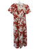 By Anthropologie Size XS Clay Red & Off White Cotton Blend Short Sleeve Jumpsuit Clay Red & Off White / XS