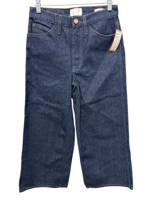 Frame Size 25 Dark Wash Cotton Denim High Waist Button & Zip Fly Wide Crop Jeans Dark Wash / 25