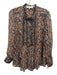 Sea New York Size 8 Navy, Yellow & Red Viscose Floral Ric-Rac Long Sleeve Top Navy, Yellow & Red / 8