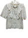 Sezane Size 34 White Cotton Crochet Knit Short Sleeve Mock Neck Top White / 34