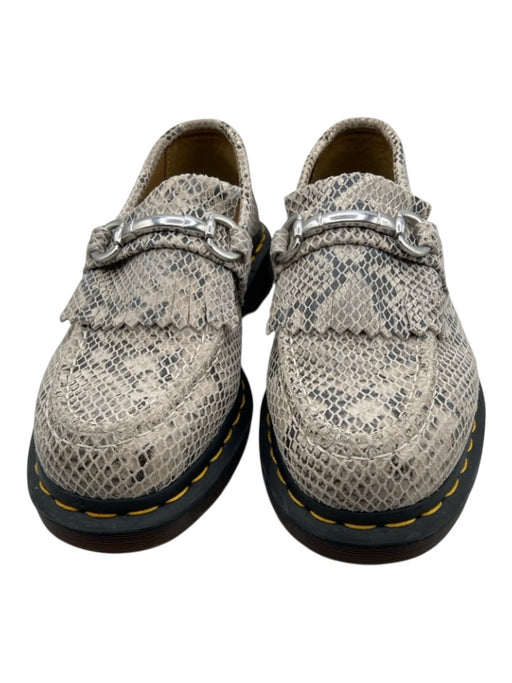 Dr. Martens Shoe Size 7 Taupe & Black Suede Silver Horsebit Snake Print Flats Taupe & Black / 7