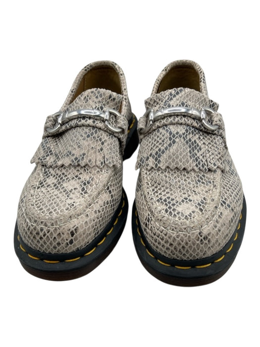Dr. Martens Shoe Size 7 Taupe & Black Suede Silver Horsebit Snake Print Flats Taupe & Black / 7