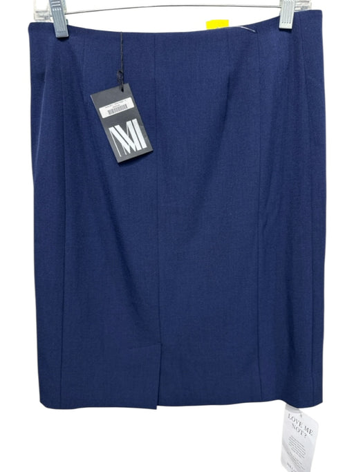 M.M. Lafleur Size 4 Navy Polyester Side Zip Pleats Knee Length Skirt Navy / 4