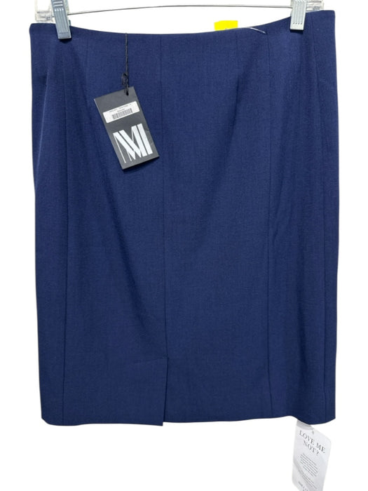 M.M. Lafleur Size 4 Navy Polyester Side Zip Pleats Knee Length Skirt Navy / 4