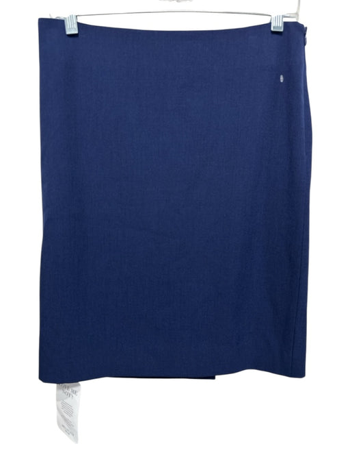M.M. Lafleur Size 4 Navy Polyester Side Zip Pleats Knee Length Skirt Navy / 4