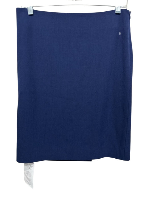 M.M. Lafleur Size 4 Navy Polyester Side Zip Pleats Knee Length Skirt Navy / 4