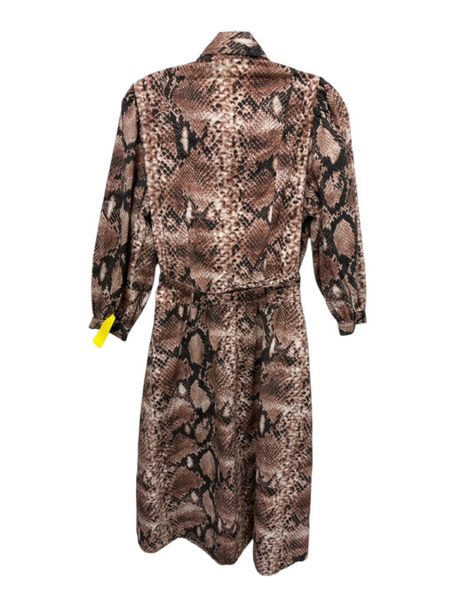 Caroline Constas Size S Brown, Black, White Cotton Snake Print Collar Dress Brown, Black, White / S