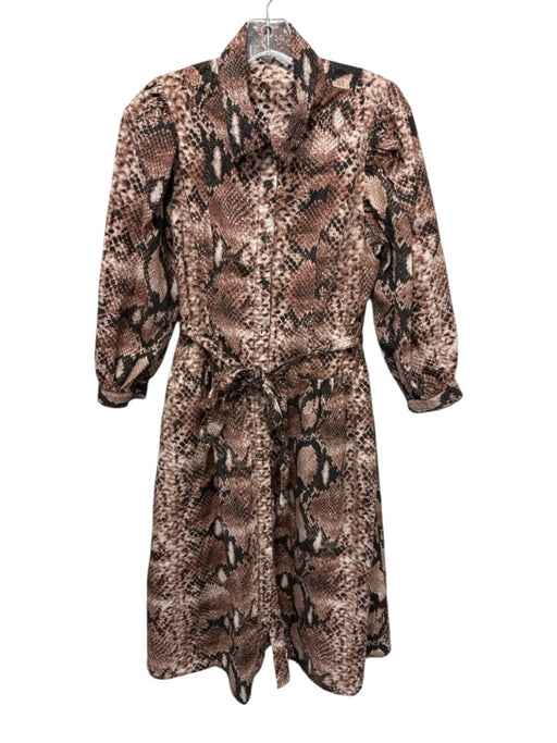 Caroline Constas Size S Brown, Black, White Cotton Snake Print Collar Dress Brown, Black, White / S